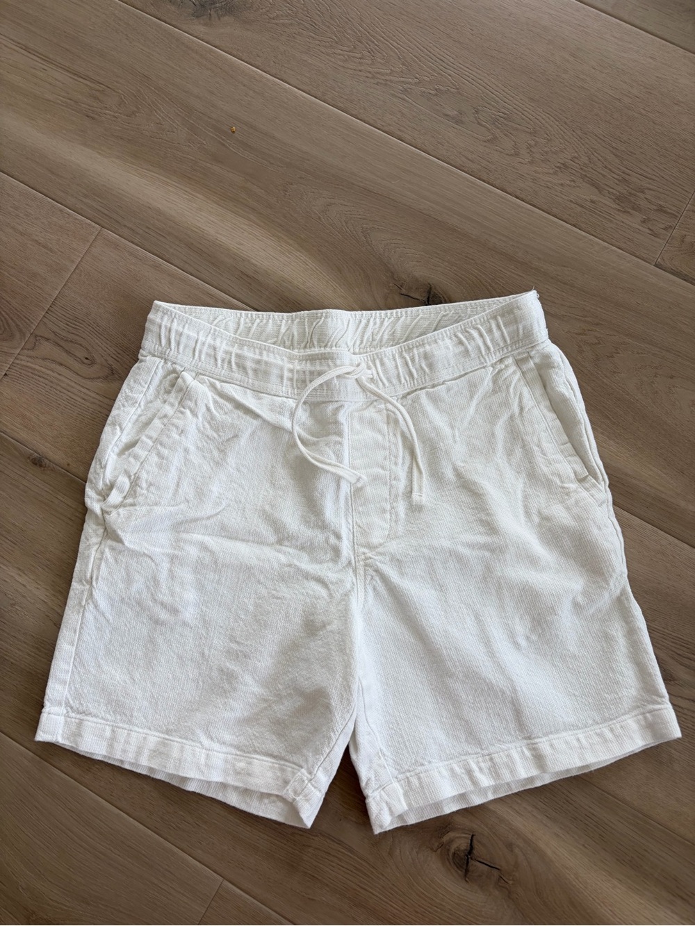 Zara White Men's Textured Cotton Drawstring Shorts Size Medium
